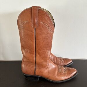 VTG Women's Cowboy Boots Anderson Bean Boot Company Cognac Leather 10.5 AA